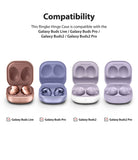 GIFT SET | Galaxy Buds2 Pro / Buds 2 / Buds Pro / Buds Live - Four open Samsung earbud cases with earbuds in a row.