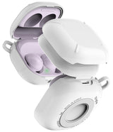 Galaxy Buds FE / 2 Pro / Buds 2 / Galaxy Buds Pro / Live Case | Slim-X - White Slim-X case protecting lavender Galaxy Buds.