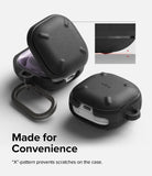 Galaxy Buds FE / 2 Pro / Buds 2 / Galaxy Buds Pro / Live Case | Onyx - Black protective case with X-pattern for scratch prevention.
