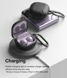 Galaxy Buds FE / 2 Pro / Buds 2 / Galaxy Buds Pro / Live Case | Onyx - Earbuds in black case charging on a wireless pad.