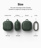 Galaxy Buds FE / 2 Pro / Buds 2 / Galaxy Buds Pro / Live Case | Onyx - Dimensions and components of the dark green case.