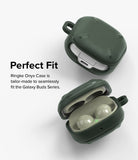 Galaxy Buds FE / 2 Pro / Buds 2 / Galaxy Buds Pro / Live Case | Onyx - Dark green textured case on Galaxy Buds.