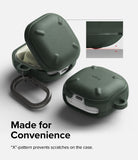 Galaxy Buds FE / 2 Pro / Buds 2 / Galaxy Buds Pro / Live Case | Onyx - Dark green textured protective case with carabiner.