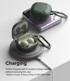 Galaxy Buds FE / 2 Pro / Buds 2 / Galaxy Buds Pro / Live Case | Onyx - Onyx green case on a wireless charging pad.