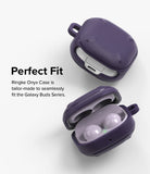 Galaxy Buds FE / 2 Pro / Buds 2 / Galaxy Buds Pro / Live Case | Onyx - Purple textured case on open and closed earbuds.