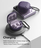 Galaxy Buds FE / 2 Pro / Buds 2 / Galaxy Buds Pro / Live Case | Onyx - Purple earbud case on a wireless charging pad.