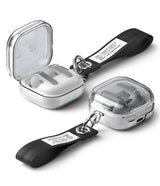 Galaxy Buds 4 Pro / 4 Case | Air - Clear protective case for Samsung earbuds with a black fabric wrist strap keychain.