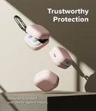 Samsung Galaxy Buds On / 4 Pro / 4 Case | Silicone - Three pink silicone cases for Galaxy Buds floating against a beige background.