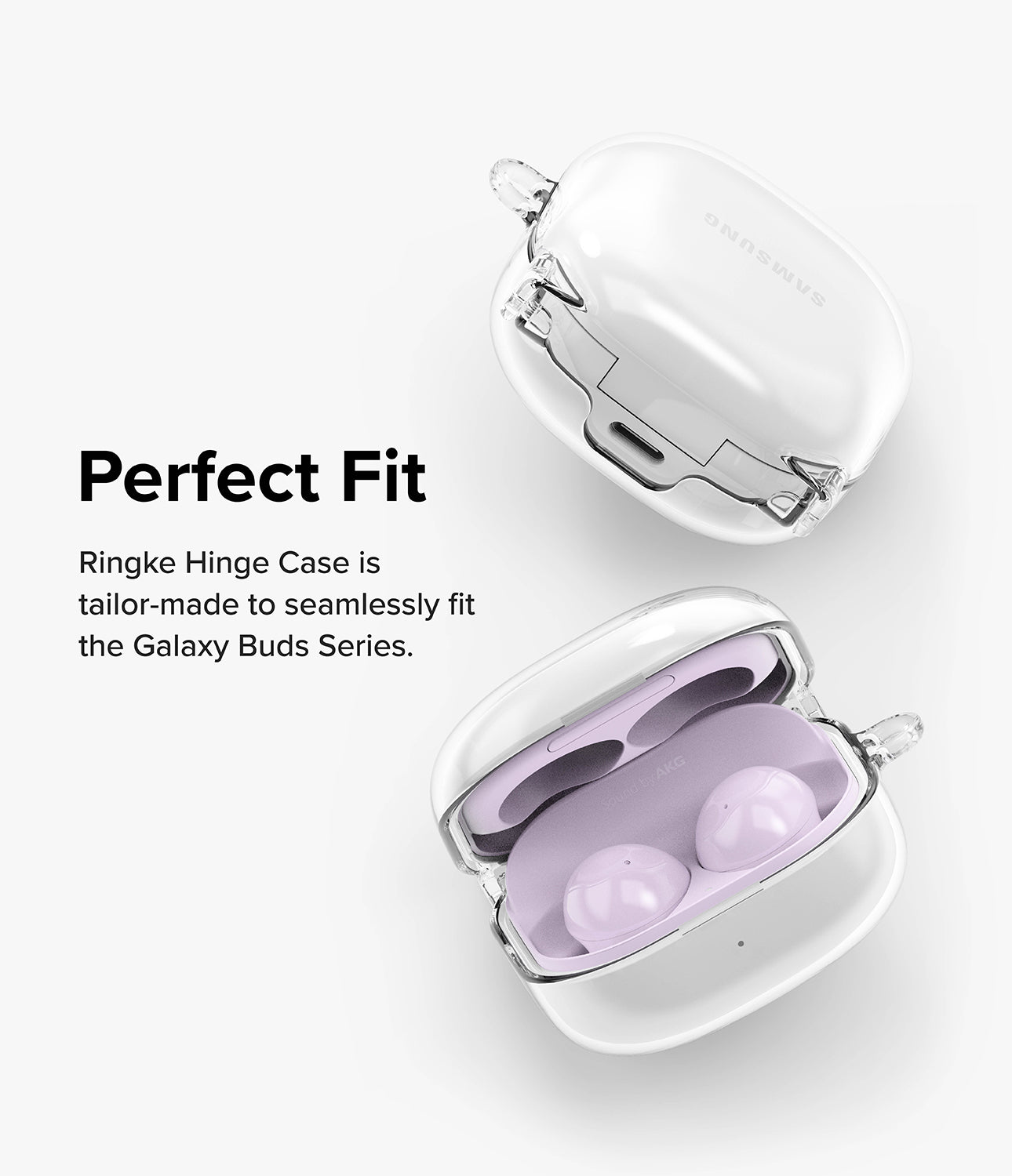 Galaxy Buds FE / 2 Pro / Buds 2 / Galaxy Buds Pro / Live Case | Hinge - Clear - Clear protective case on Galaxy Buds.