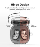 Galaxy Buds FE / 2 Pro / Buds 2 / Galaxy Buds Pro / Live Case | Hinge - Clear - Comparison of Galaxy Buds case with and without hinge.
