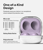 Galaxy Buds FE / 2 Pro / Buds 2 / Galaxy Buds Pro / Live Case | Hinge - Clear - Clear protective case on purple earbuds.