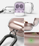 Galaxy Buds FE / 2 Pro / Buds 2 / Galaxy Buds Pro / Live Case | Hinge - Clear - Clear protective case with black carabiner.