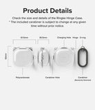 Galaxy Buds FE / 2 Pro / Buds 2 / Galaxy Buds Pro / Live Case | Hinge - Clear - Technical diagram showing case dimensions.