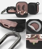 Galaxy Buds FE / 2 Pro / Buds 2 / Galaxy Buds Pro / Live Case | Slim-X - Matte black protective case with rose gold accents.