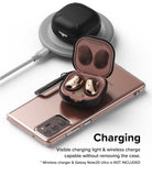Galaxy Buds FE / 2 Pro / Buds 2 / Galaxy Buds Pro / Live Case | Slim-X - Open earbud case on phone and charging pad.