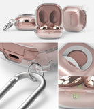 Galaxy Buds FE / 2 Pro / Buds 2 / Galaxy Buds Pro / Live Case | Slim-X - Rose gold earbuds in a clear protective case.