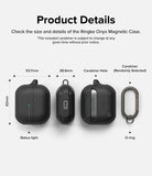 Galaxy Buds 3 Pro / 3 / 3 FE | Onyx Magnetic - Technical diagram showing dimensions and features of the black case.