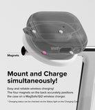 Galaxy Buds 3 Pro / 3 / 3 FE | Onyx Magnetic - Transparent earbud case with four magnets attached to a wireless charger.