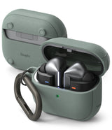 Galaxy Buds 3 Pro / 3 / 3 FE | Onyx Magnetic - Sage green textured cases for Galaxy Buds with a metal carabiner.