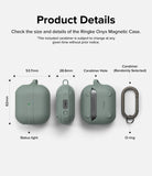 Galaxy Buds 3 Pro / 3 / 3 FE | Onyx Magnetic - Technical diagram showing dimensions and features of the green protective case.