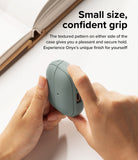 Galaxy Buds 3 Pro / 3 / 3 FE | Onyx Magnetic - Hands holding a textured, sage-green earbud case with a secure grip.