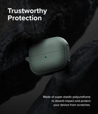 Galaxy Buds 3 Pro / 3 / 3 FE | Onyx Magnetic - Green protective case for Galaxy Buds nestled between dark rocks.