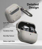 Galaxy Buds 3 Pro / 3 / 3 FE | Onyx Magnetic - Gray TPU protective case for Galaxy Buds with labels for features.