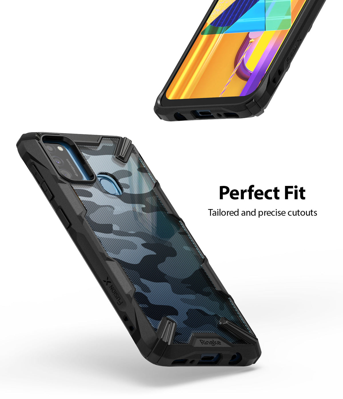 Galaxy M30S / M21 Case | Fusion-X - Camouflage phone case with black bumpers and precise cutouts for camera and ports.
