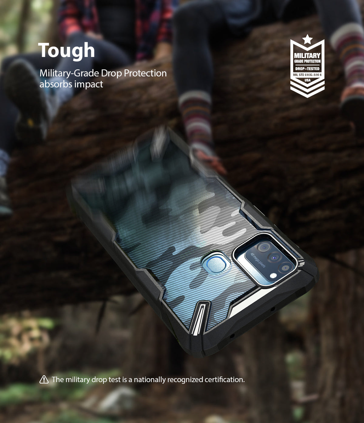 Galaxy M30S / M21 Case | Fusion-X - Camouflage phone case with black frame and military-grade drop protection badge.