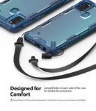 Galaxy M30S / M21 Case | Fusion-X - Two blue phone cases with lanyard attachment points and a detachable black strap.
