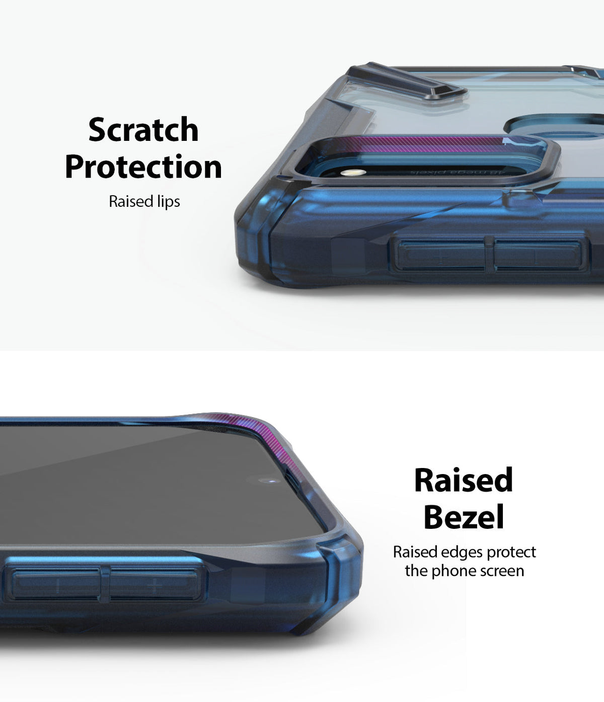 Galaxy M30S / M21 Case | Fusion-X - Blue protective phone case showing raised lips for camera and screen scratch protection.
