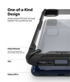 Galaxy M31s Case | Fusion-X - Close-up of a black protective phone case with a clear back panel and rugged TPU edges.