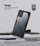 Galaxy M31s Case | Fusion-X - Black protective phone case with clear back panel and military-grade drop protection badge.