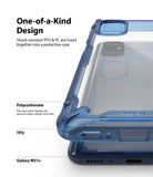 Galaxy M31s Case | Fusion-X - Clear phone case with blue TPU bumper and polycarbonate back panel on a Galaxy M31s.