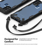 Galaxy M31 Case | Fusion-X - Two black protective phone cases with lanyard attachment points and a detachable black strap.