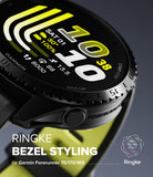 Forerunner 165 / 170 / 70 Bezel Styling | Bezel Styling - Close-up promotional shot of a smartwatch bezel with a black case and bright yellow-green accent ring, labeled 'RINGKE BEZEL STYLING' and 'for Garmin Forerunner 70/170/165.' The watch face is visible but the product being sold appears to be the bezel styling/accessory rather than the watch itself.