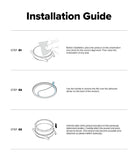 Forerunner 165 / 170 / 70 Bezel Styling | Bezel Styling - An installation guide diagram with three numbered steps showing how to apply a film to a circular product, including a hand in step 01 and instructional text on a white background.