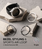 Forerunner 955 | Bezel Styling - Garmin watch with black strap and three decorative metal bezel rings on stone blocks.
