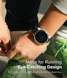 Forerunner 955 | Bezel Styling - A Garmin Forerunner 955 with a metallic bezel worn on a wrist while tying green running shoes.