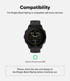Forerunner 955 | Bezel Styling - A black Garmin Forerunner 955 smartwatch shown with a green checkmark indicating compatibility.