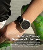 Forerunner 955 Screen Protector | Glass - R6 - Forerunner 955 Screen Protector - Garmin watch with tempered glass screen protector worn on a runner's wrist.