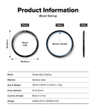 Forerunner 965 | Bezel Styling & Band - Technical diagram showing dimensions, weight, and features of a stainless steel watch bezel.