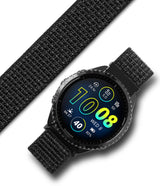 Forerunner 965 | Bezel Styling & Band - Garmin smartwatch with textured black bezel and woven nylon strap.