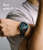 Forerunner 970 | Bezel Styling - A person wearing a Garmin Forerunner smartwatch with a textured metal bezel on their wrist.