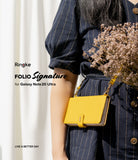 Galaxy Note 20 Ultra Case | Folio Signature Yellow - A bright yellow folio phone case worn as a crossbody bag.