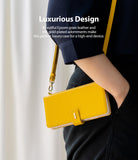 Galaxy Note 20 Ultra Case | Folio Signature Yellow - A person wearing a bright yellow leather folio phone case.