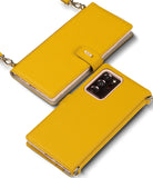 Galaxy Note 20 Ultra Case | Folio Signature Yellow - Two yellow textured folio cases with gold clasps and straps.