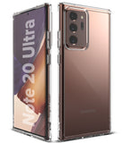 Galaxy Note 20 Ultra Case | Fusion - Front and back views of a bronze Samsung phone in a clear protective case.