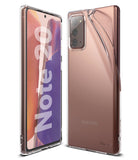 Galaxy Note 20 Case | Air - Front and back views of a bronze Samsung Galaxy Note 20 in a clear, slim protective case.