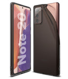 Galaxy Note 20 Case | Air - Front and back view of a bronze Samsung Galaxy Note 20 in a translucent black protective case.